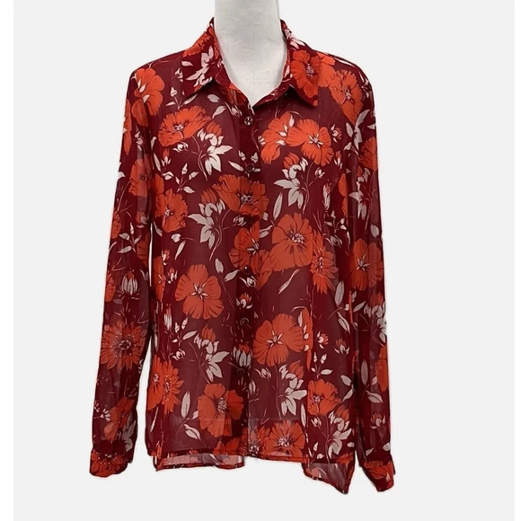 Cabi Hothouse Blouse in Scarlet Flower - Size Medium - Picture 2 of 7